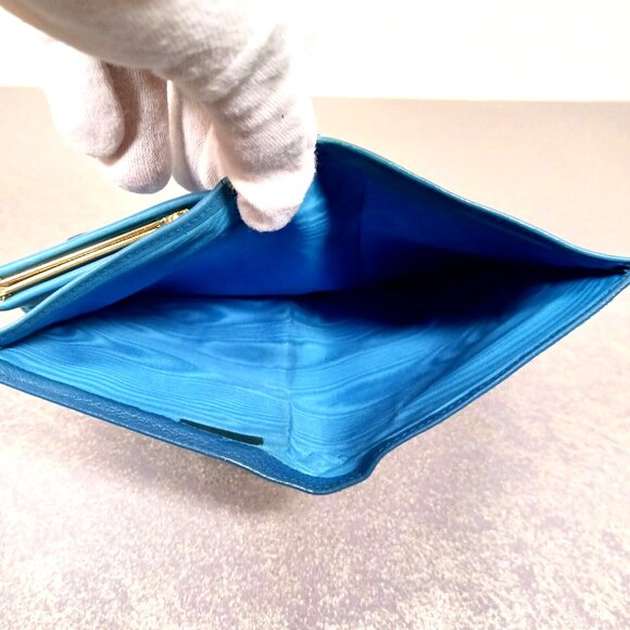 🔥💎 Chanel Caviar Kiss Lock Leather CC Logo Long Wallet Purse Blue Full set - Picture 15 of 16